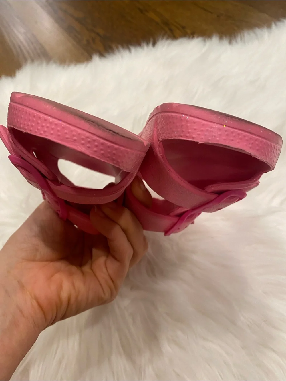 Children’s Place Adjustable Pink Glitter Buckle Sandals sz 10